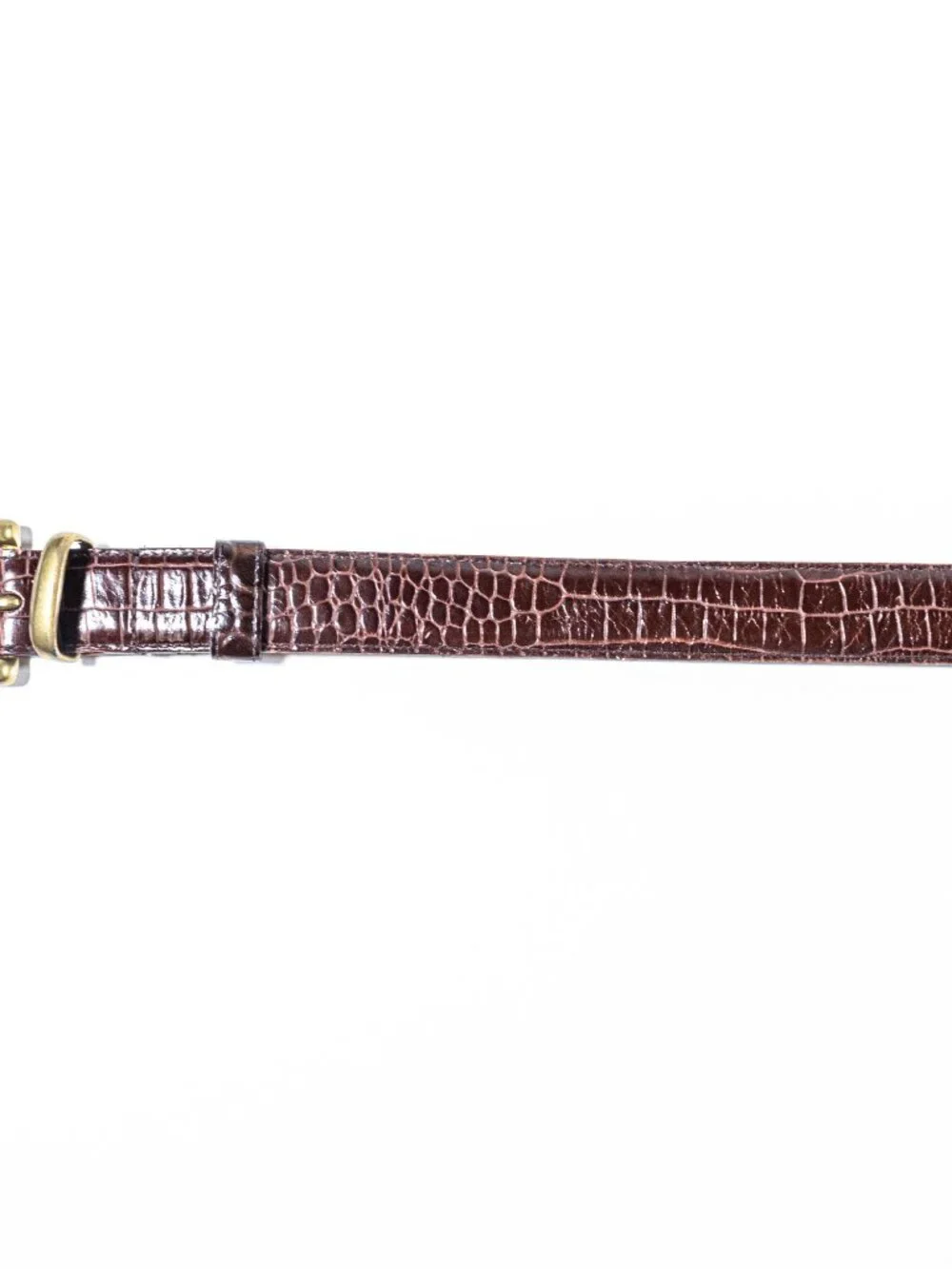 Banana Republic Crocodile Embossed Leather Belt Made in England Solid Brass 32